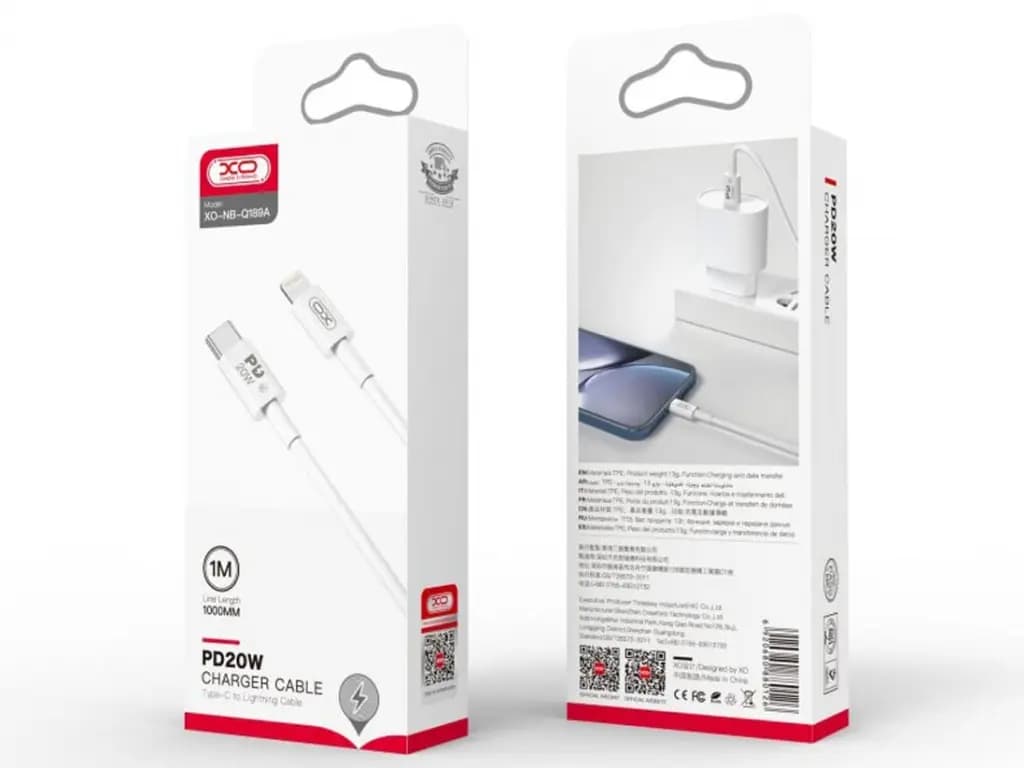 کابل تبدیل usb-c به لایتنینگ ایکس او مدل nb-q189a طول 1 متر