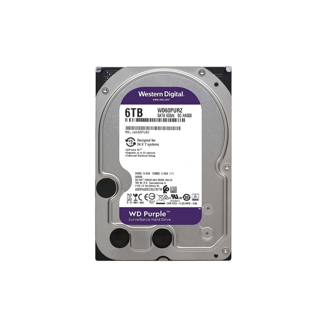 هارد دیسک اینترنال وسترن دیجیتال بنفش Purple ظرفیت 6 ترابایت