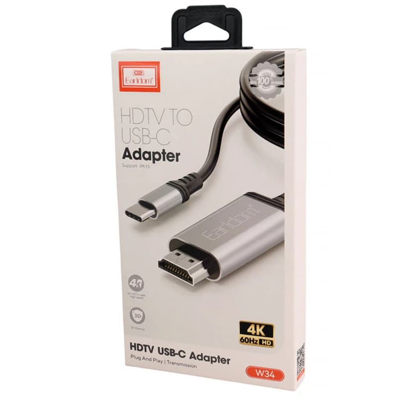 کابل تبدیل Type-C به HDMI ارلدام ET-W34 طول 2 متر — تصویر ۲