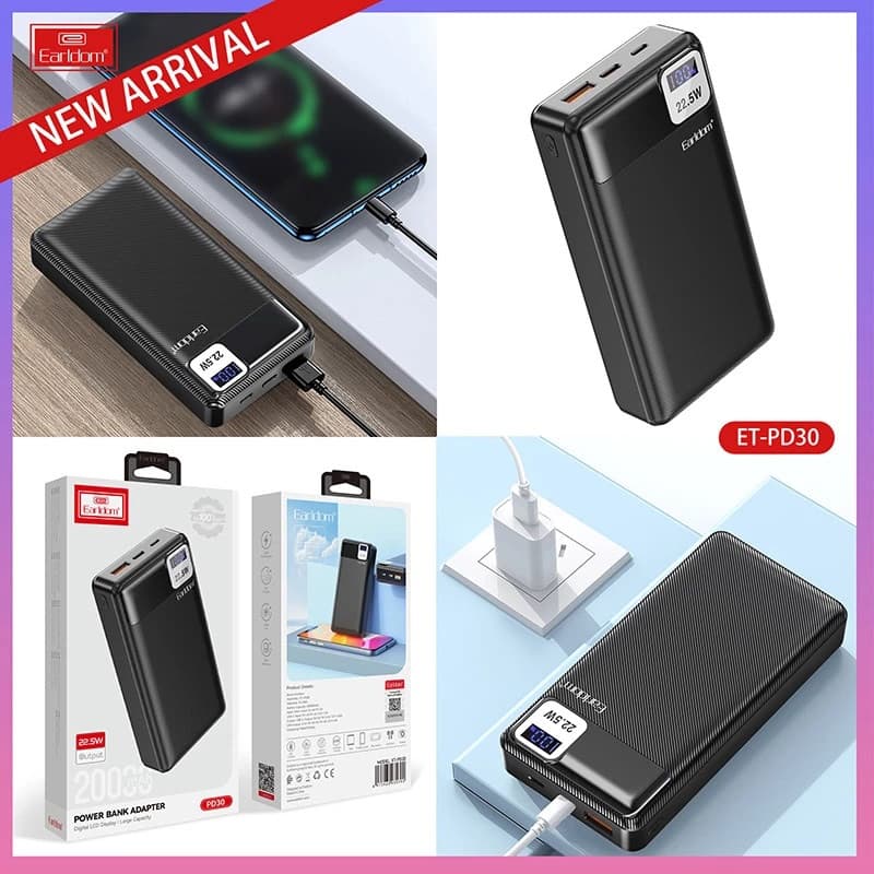 پاور بانک 20000 فست شارژ ارلدام Earldom ET-PD30 22.5W — تصویر ۹