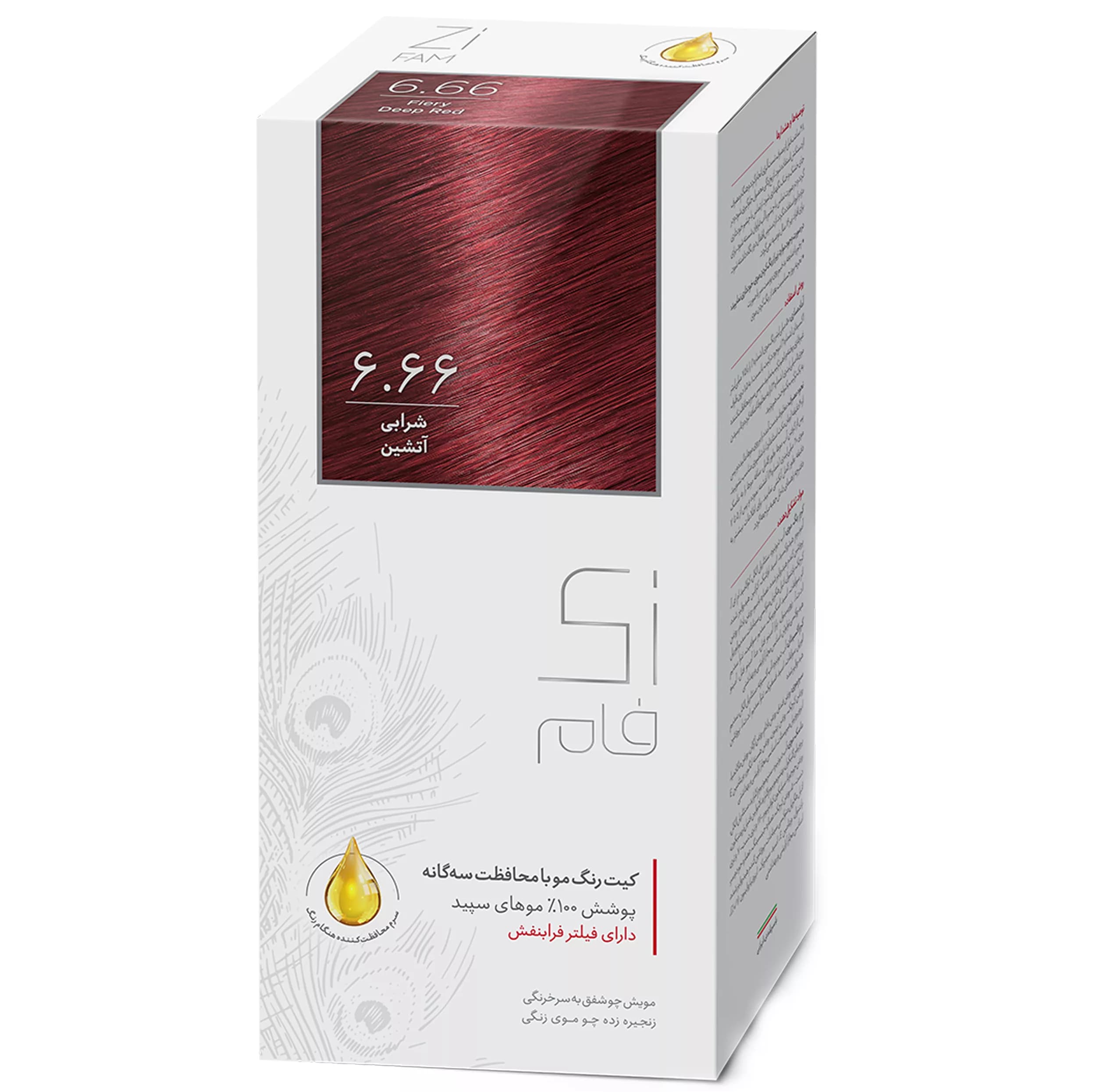 کیت رنگ مو زی فام شماره 6.66 حجم 50 میلی لیتر شرابی آتشین — تصویر ۲