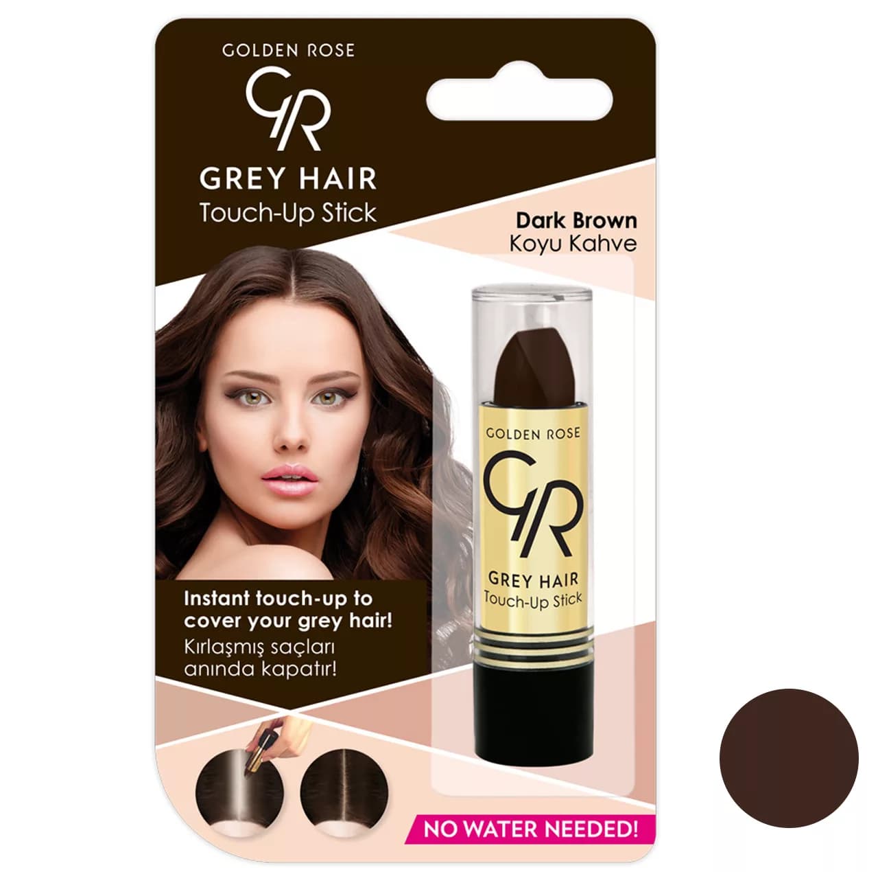 رژ مو گلدن رز مدل Dark Brown — تصویر ۲