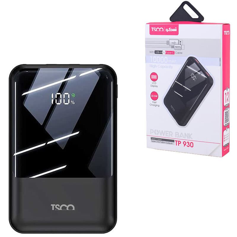 پاور بانک فست شارژ تسکو TP 930 PD 22.5W ظرفیت 10000 میلی آمپر ساعت