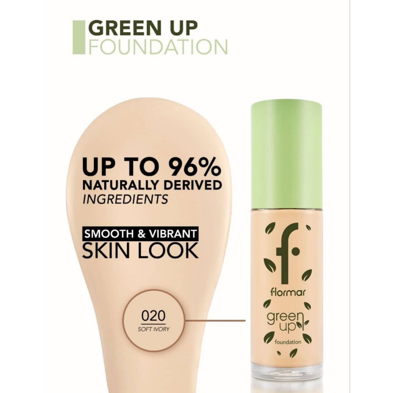 کرم پودر گیاهی شیشه ای گرین آپ فلورمارflormar مدل Green Up 020