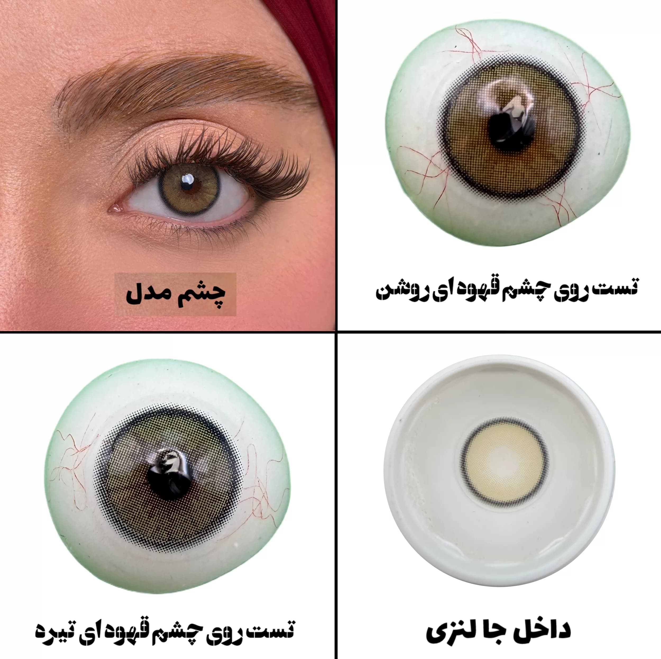 لنز چشم یونیک فصلی مدل LINARIA رنگ سبز عسلی دوردار — تصویر ۷