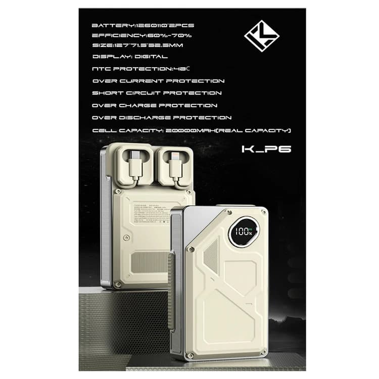 پاوربانک کولومن مدل KOLUMAN K-P6 ظرفیت 20000 میلی آمپر PD 22.5W — تصویر ۳