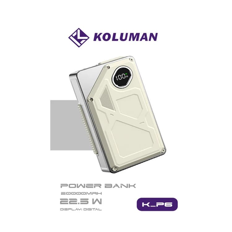 پاوربانک کولومن مدل KOLUMAN K-P6 ظرفیت 20000 میلی آمپر PD 22.5W — تصویر ۴
