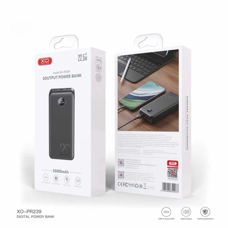 پاوربانک ایکس او مدل PR239 ظرفیت 20000 میلی آمپر