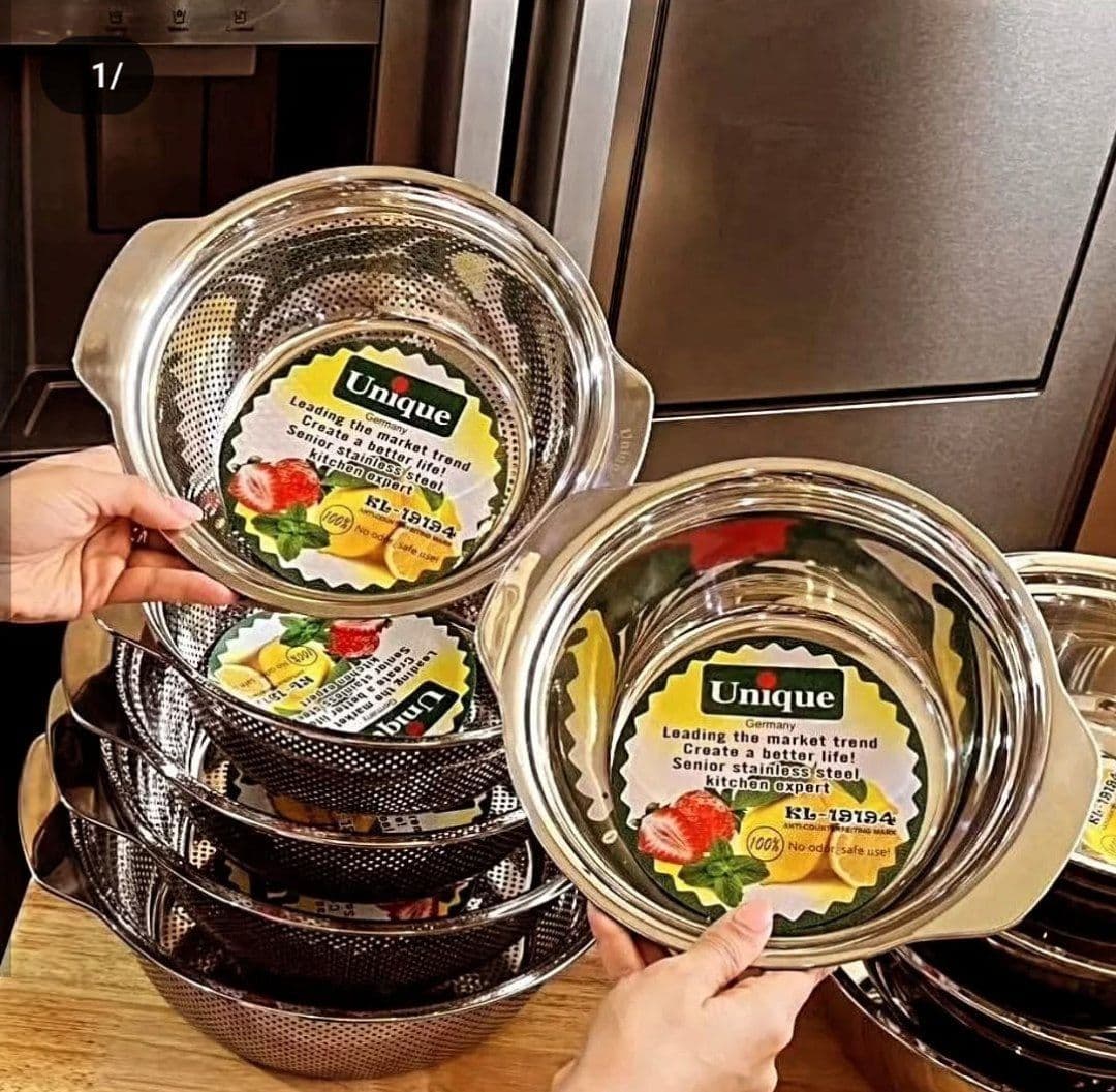 آبکش و لگن دسته دار 10 پارچه یونیک کد 579 — تصویر ۳
