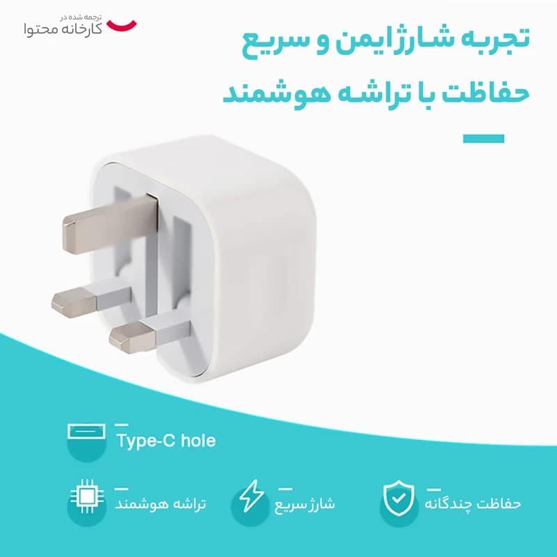 شارژر اصلی چین اپل 20 وات مدل MHJF3B/A (پک قدیم) — تصویر ۵