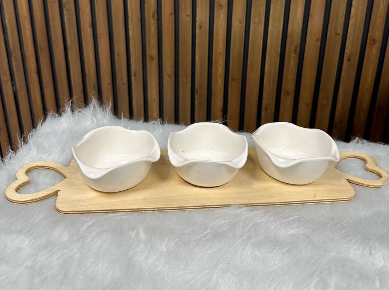 اردو خوری کف چوبی دسته قلبی سه خانه سرامیکی کد 539 — تصویر ۲