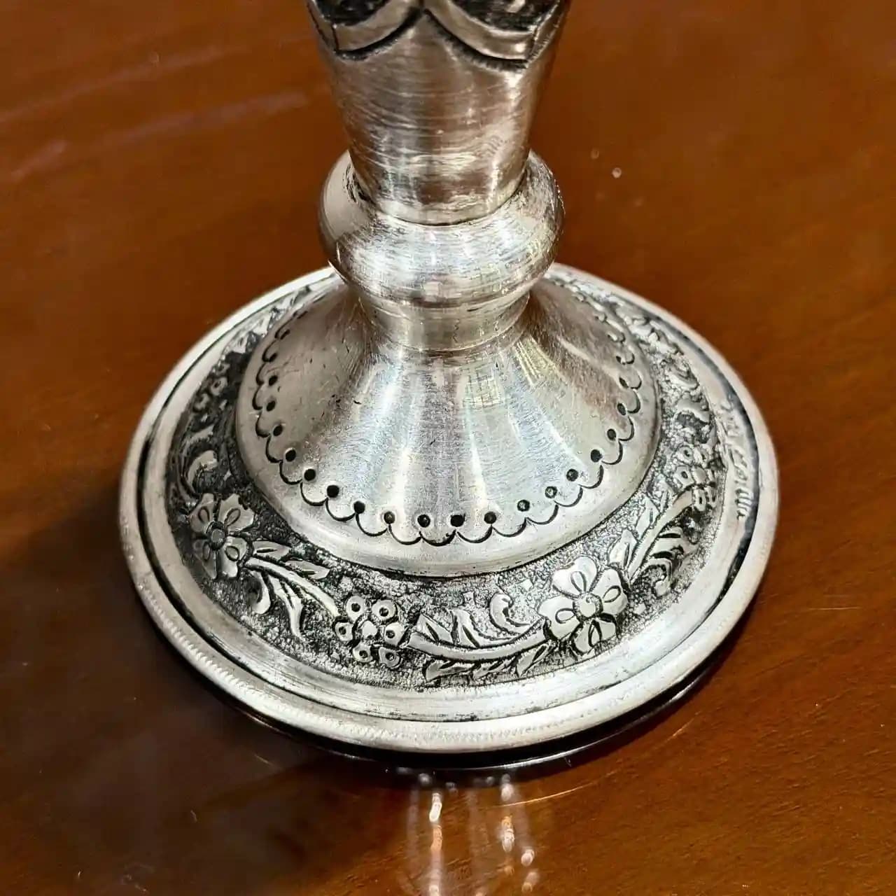شمعدان نقره تک شاخه گل و مرغ درجه یک — تصویر ۸