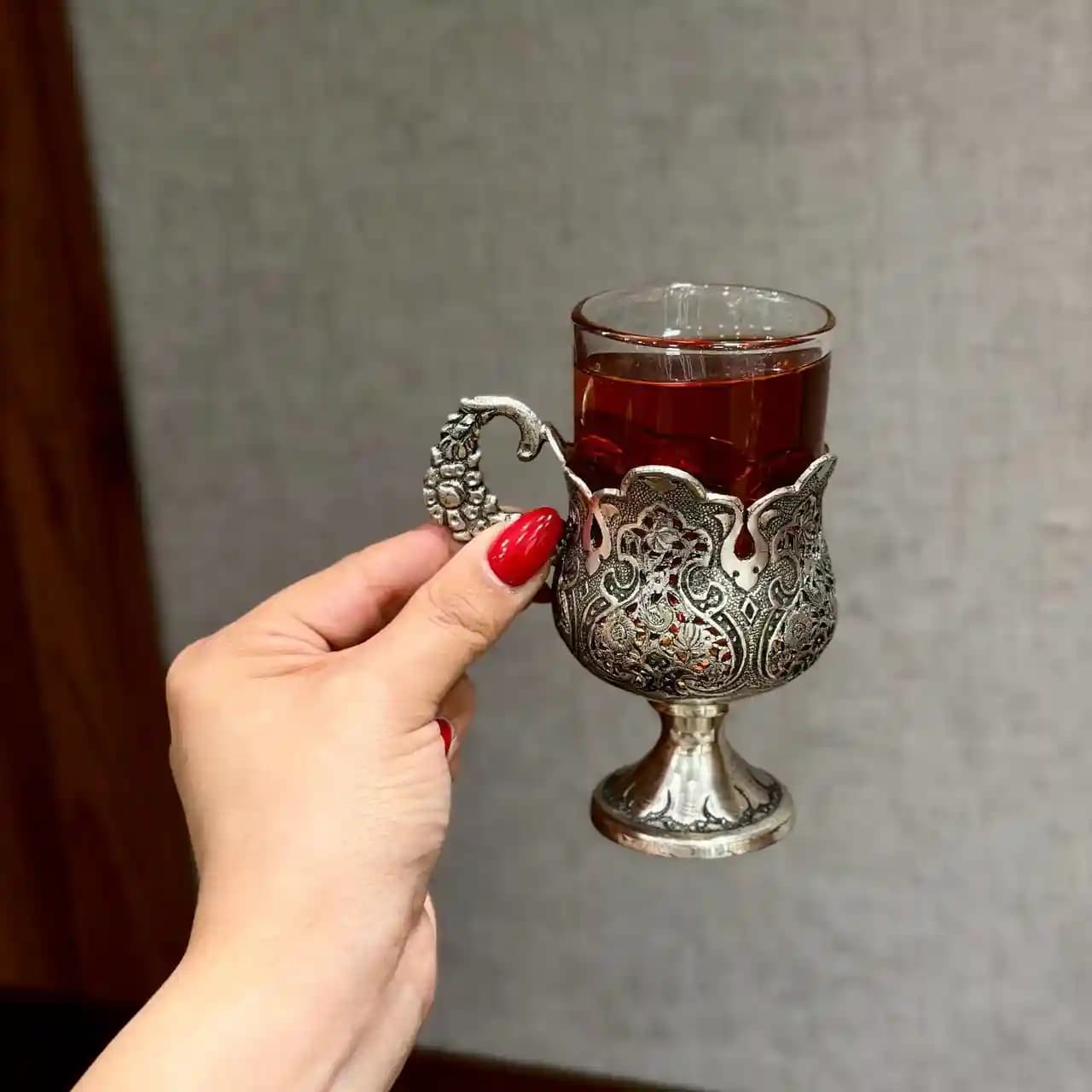 انگاره 6 عددی نقره گل و مرغ ریزقلم و مشبک اعلا — تصویر ۴