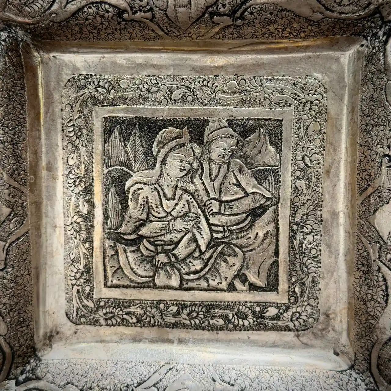بشقاب مربع پایه گلوله ای قلم مینیاتور — تصویر ۸
