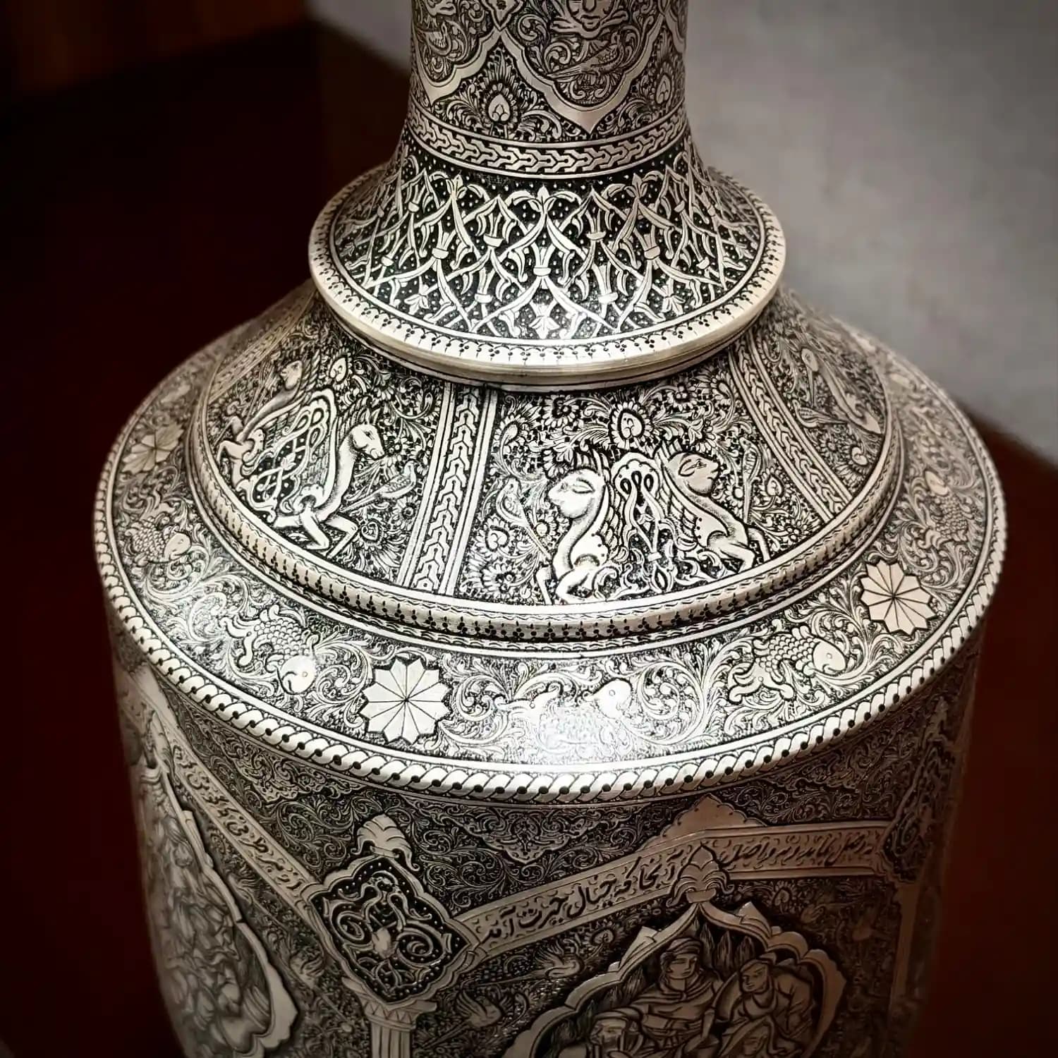 تنگ نقره دربدار قلم مینیاتور ریز اعلا — تصویر ۸