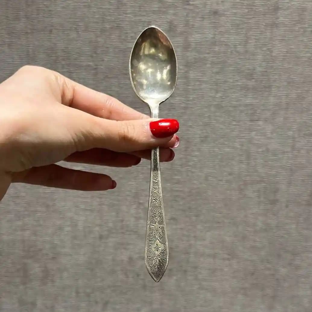 قاشق شش عددی چای خوری نقره قلم ترنج کد9 — تصویر ۲