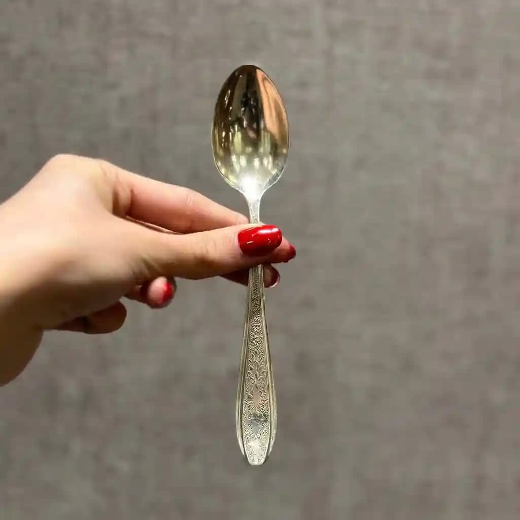 قاشق شش عددی چای خوری نقره قلم ترنج کد8 — تصویر ۲