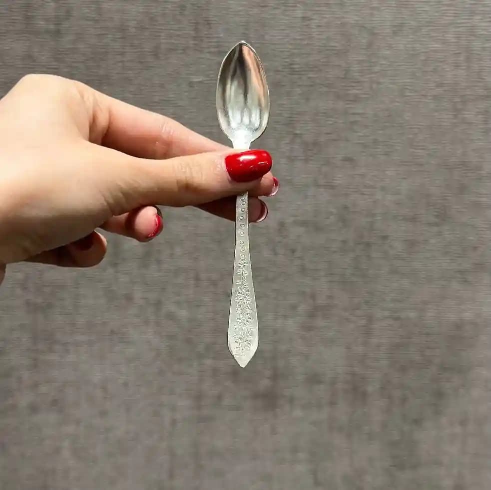 قاشق شش عددی چای خوری نقره قلم ترنج کد7 — تصویر ۲