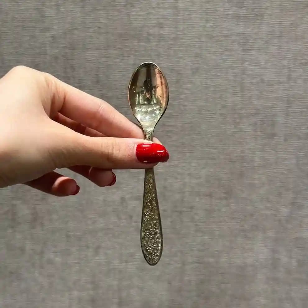 قاشق شش عددی چای خوری نقره قلم ترنج کد5 — تصویر ۲
