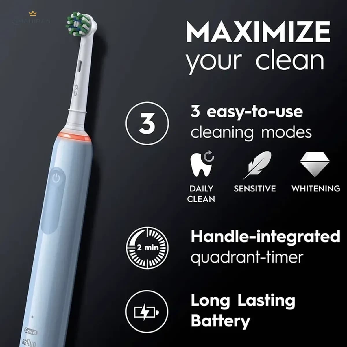 مسواک برقی اورال-بی مدل PRO 3 3000 PURE — تصویر ۹