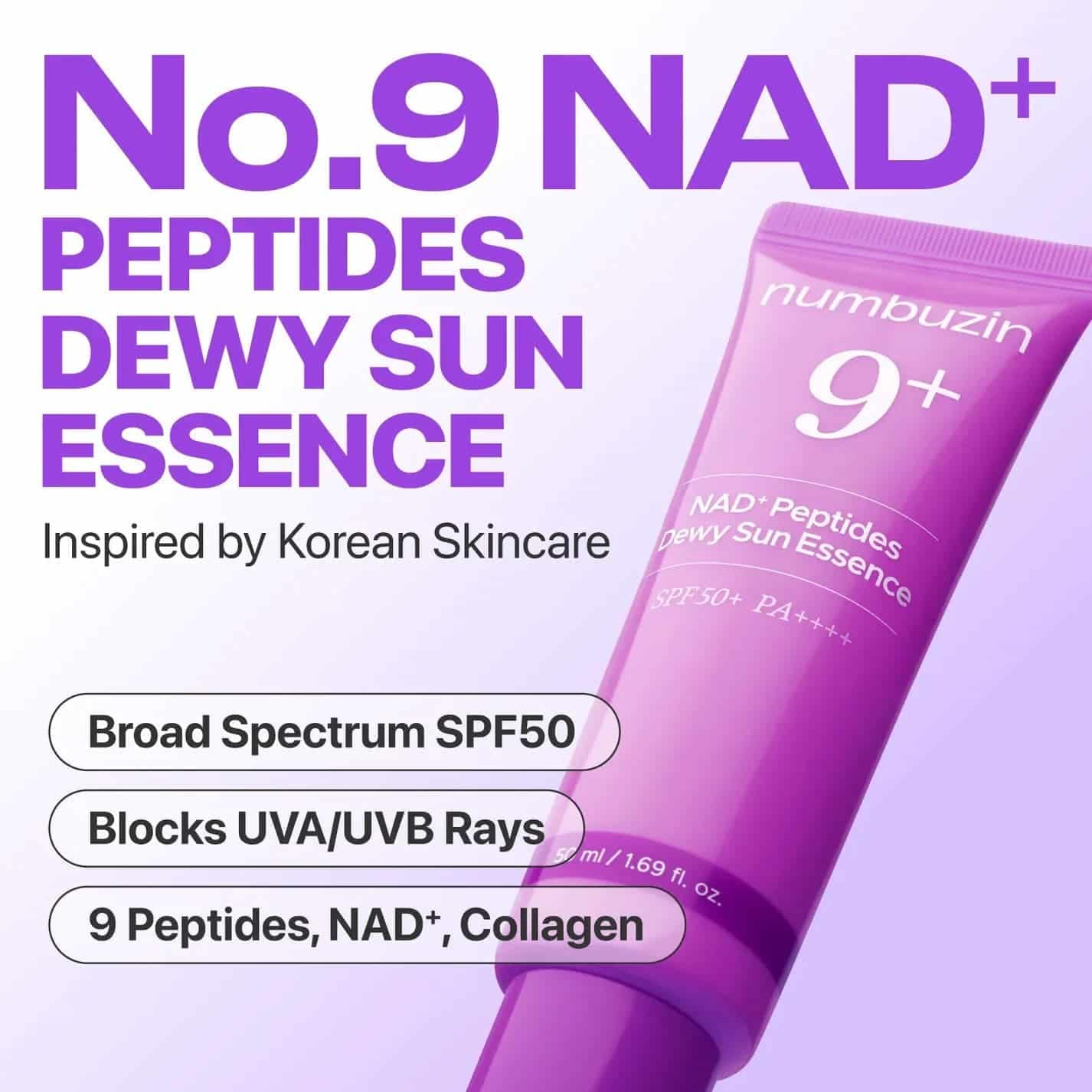 ضدآفتاب ضدچروک و جوانساز بی رنگ Spf50 مدل No.9 نامبوزین 50 میلی لیتر — تصویر ۵