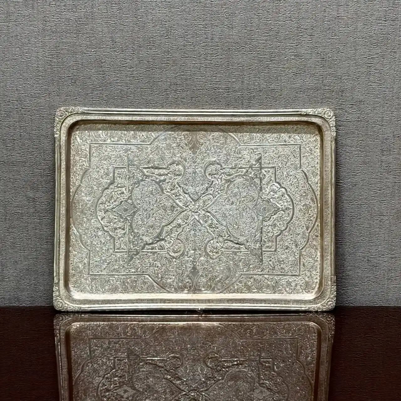 ست چای خوری نقره قلم گل و مرغ — تصویر ۸