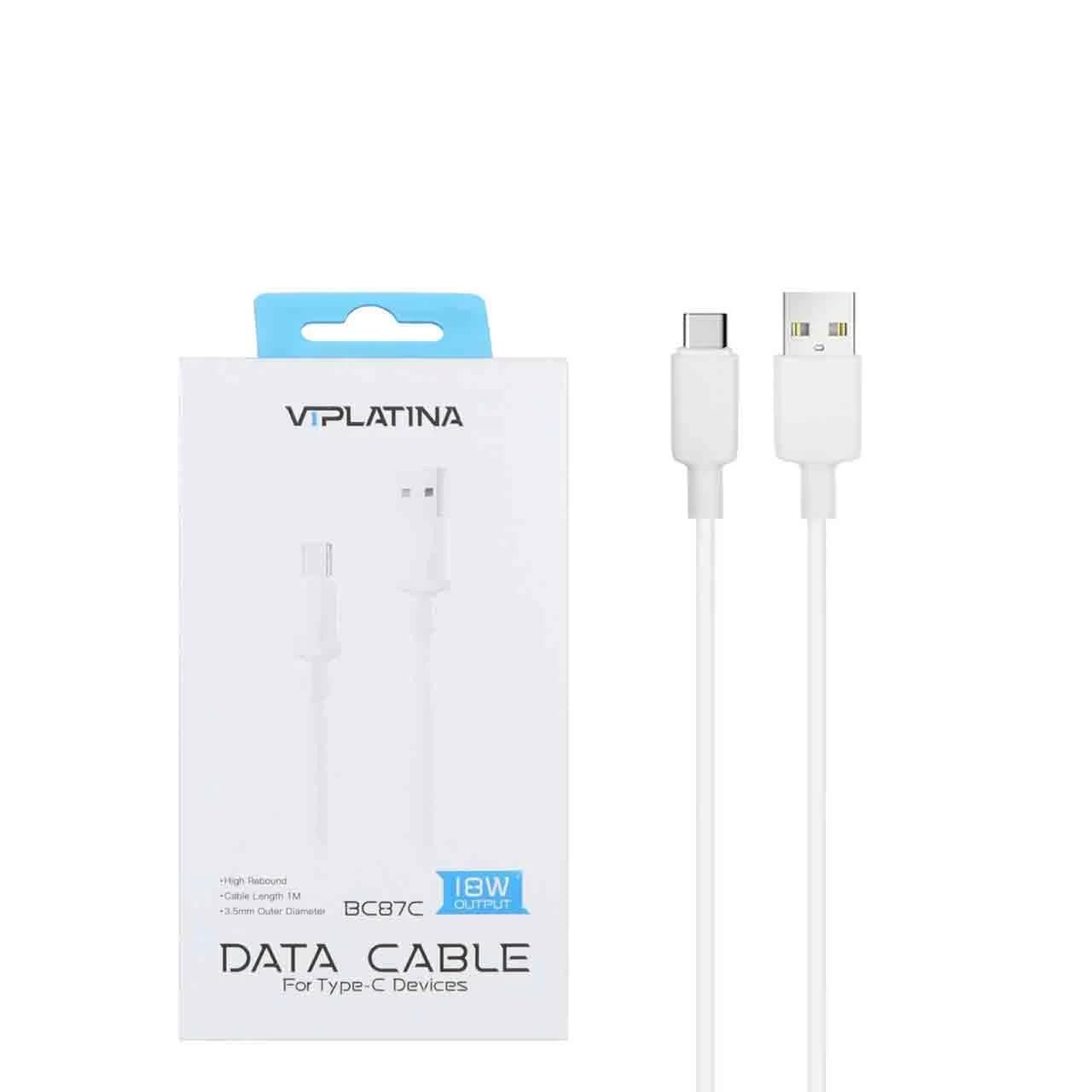 کابل شارژ فست VIPLATINA Type-C مدل BC87C 18W — تصویر ۲