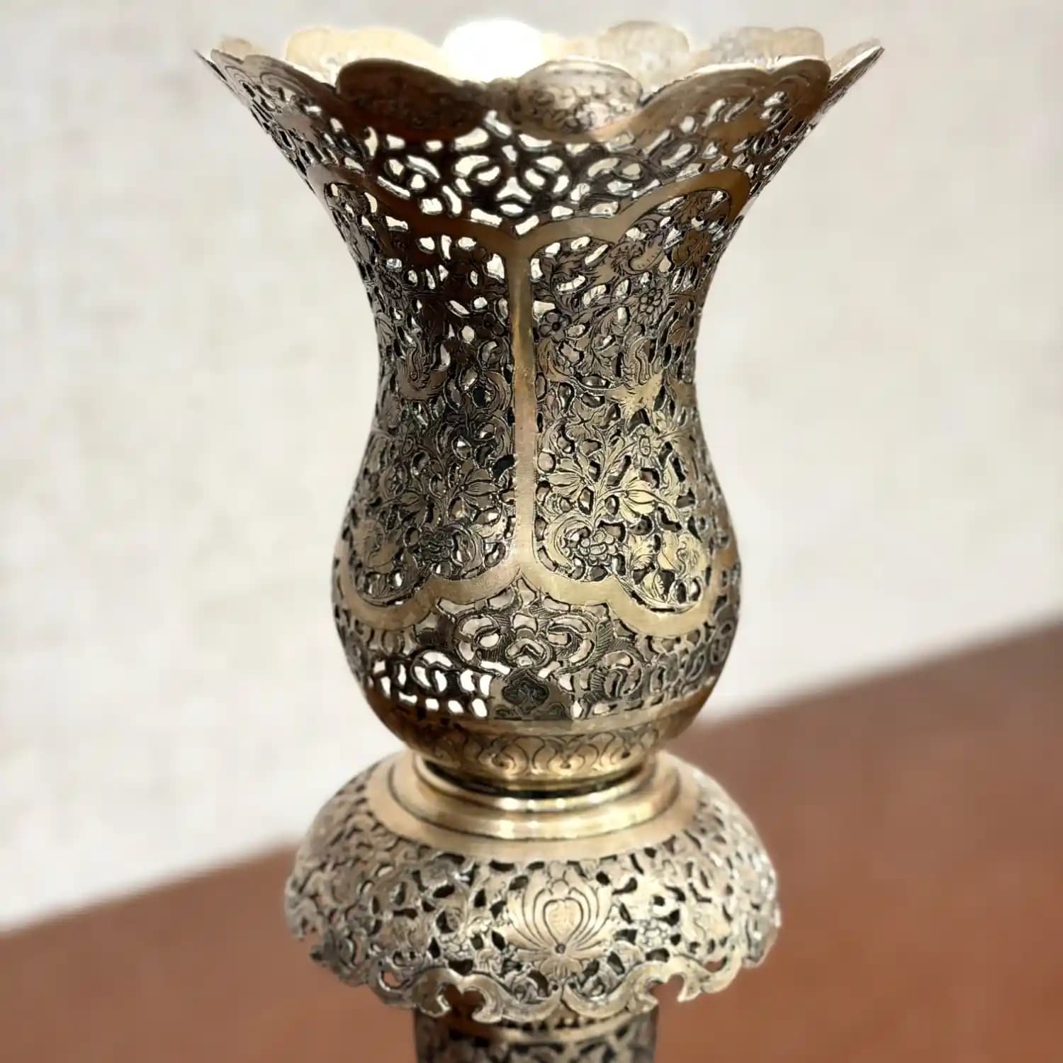 شمعدان نقره لاله مشبک اعلا — تصویر ۸