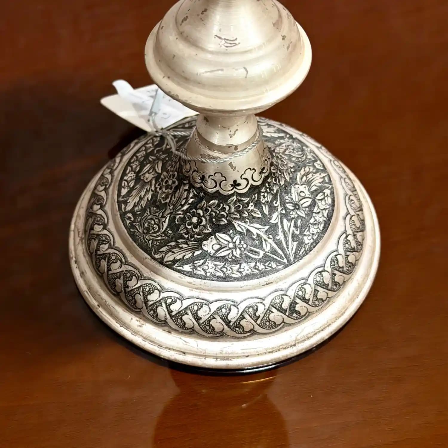 شمعدان نقره لاله مینیاتور برجسته — تصویر ۵