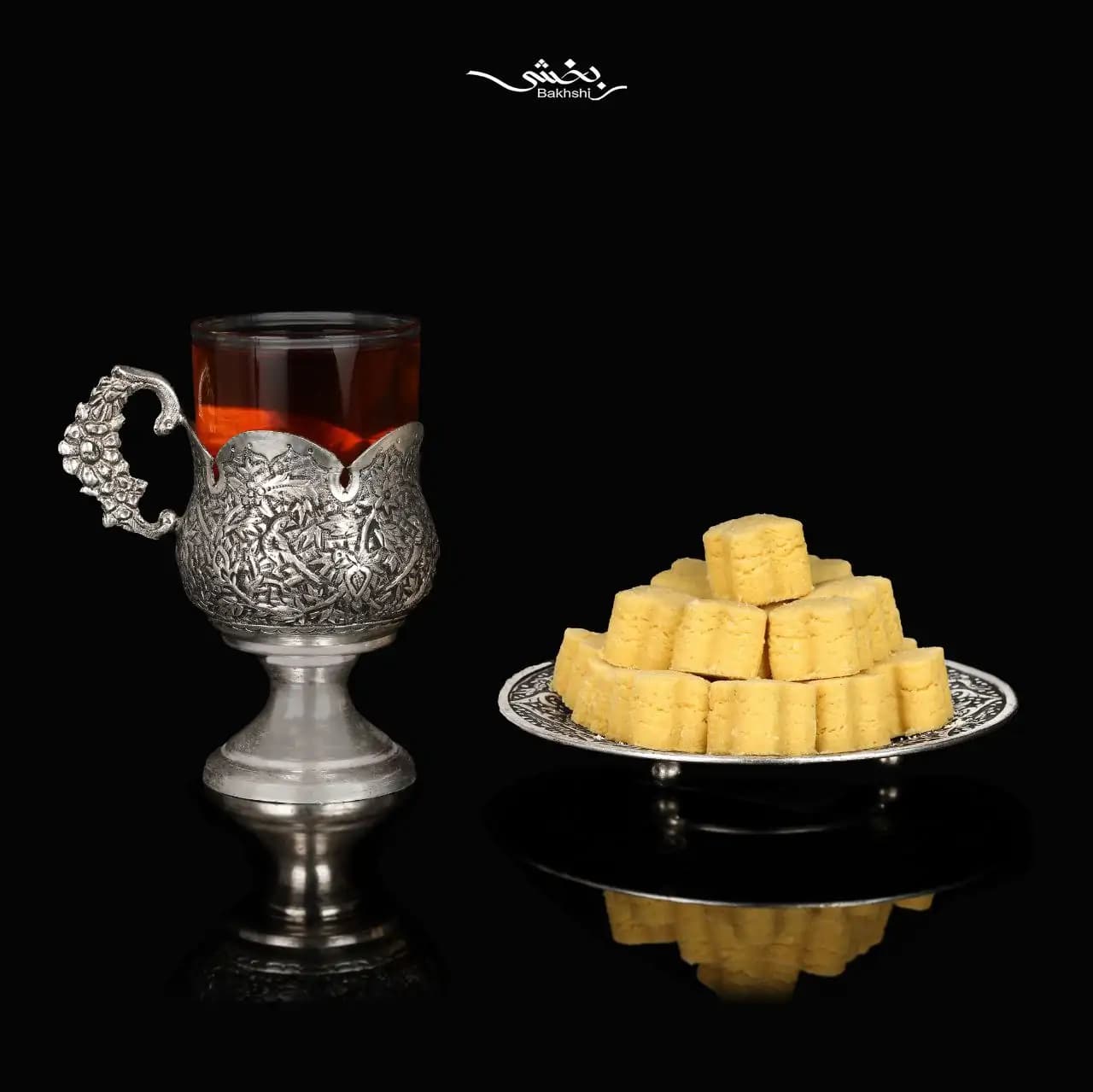 نعلبکی پایه گلوله ای شش عددی گل و بوته درجه یک — تصویر ۸