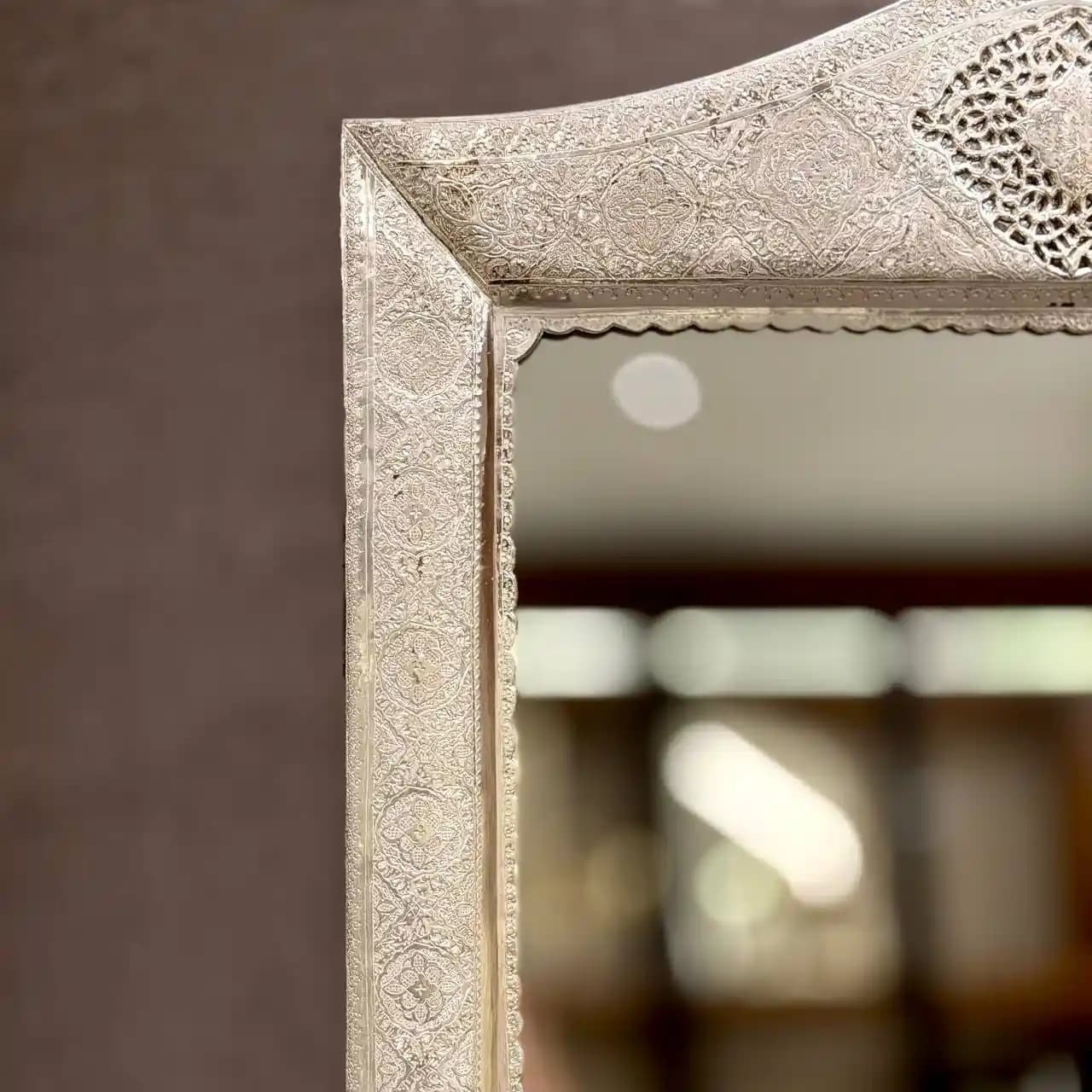 آینه نقره قلم اسلیمی مستطیل — تصویر ۶