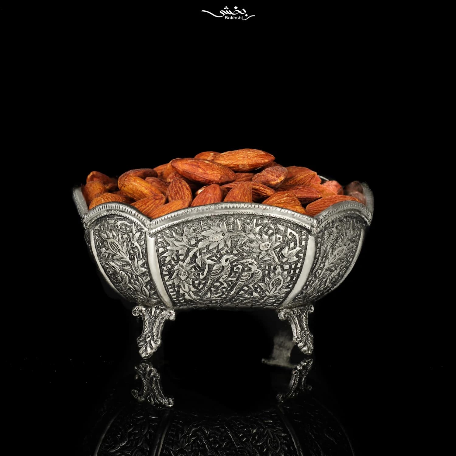 کاسه نقره مربع شش عددی گل مرغ درجه یک — تصویر ۳
