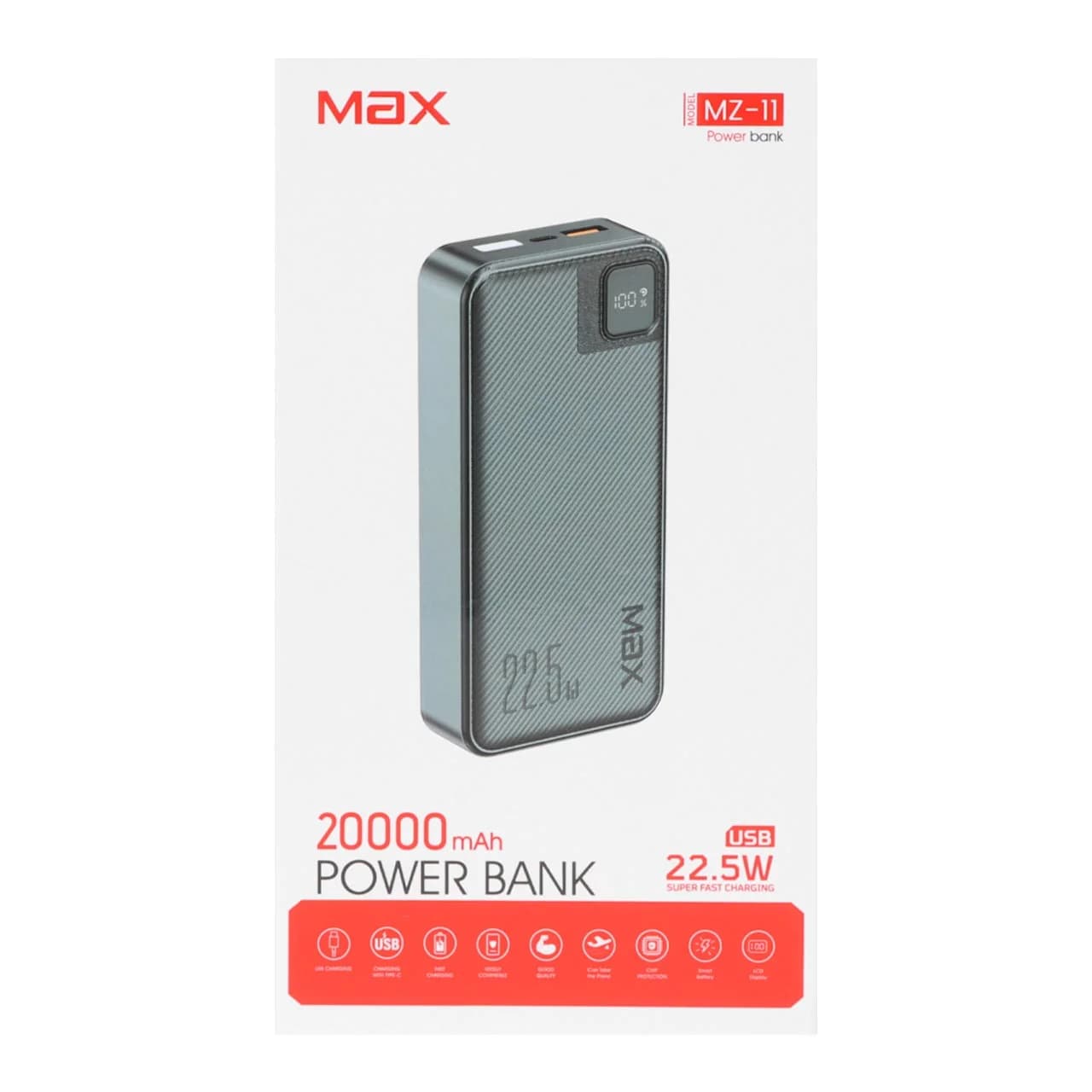 پاوربانک مکس MZ-11 ظرفیت 20000mAh با شارژ سریع 22.5W — تصویر ۷