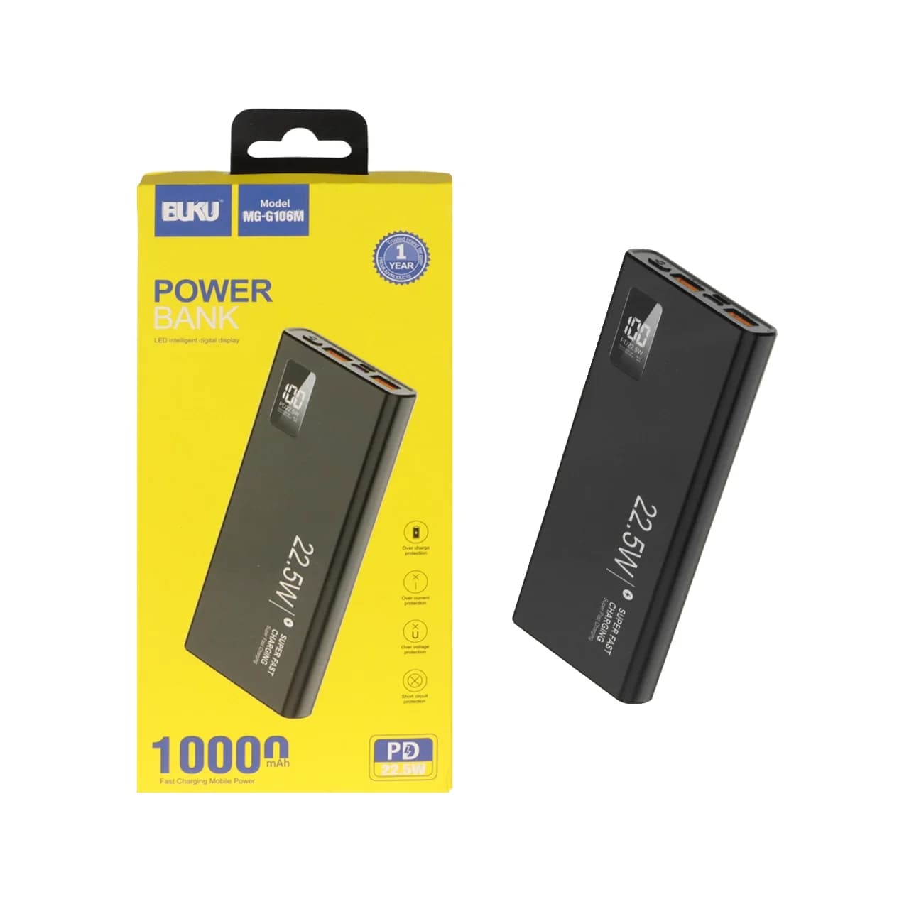 پاوربانک فست شارژ BUKU MG-G106M ظرفیت 10000mAh توان 22.5W