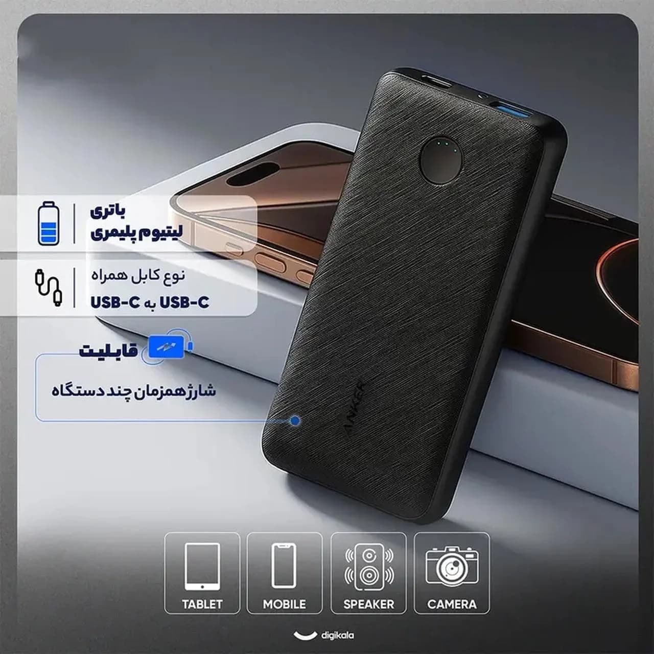 پاوربانک انکر مدل A1287 Essential PD با ظرفیت 20000mAh — تصویر ۸