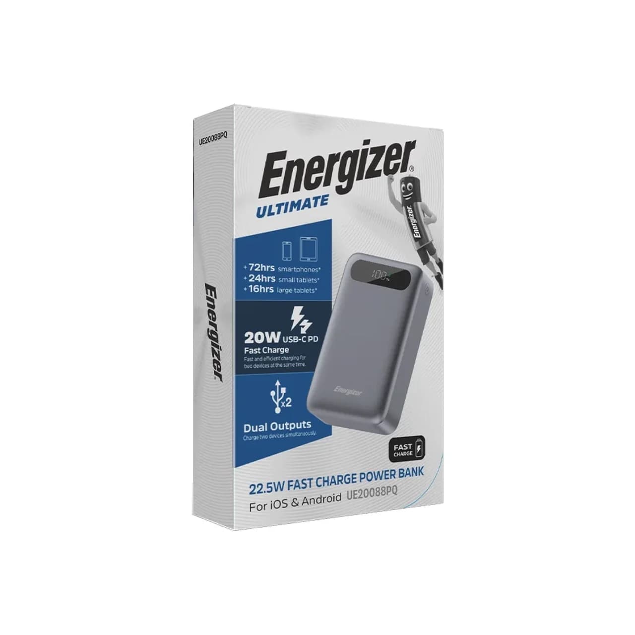 پاوربانک 22.5W فست شارژ انرجایزر Energizer 20000mAh مدل UE20088PQ — تصویر ۶