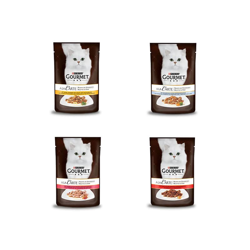 پوچ گربه گورمت با طعم میکس بسته 4 عددی