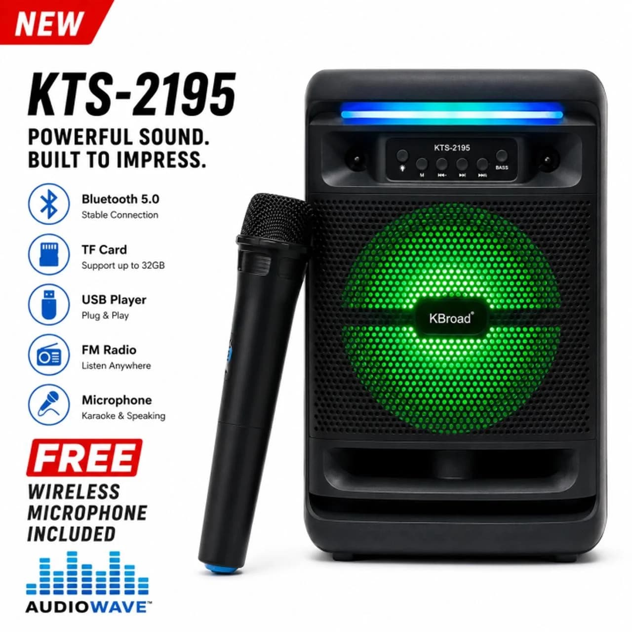 اسپیکر بلوتوثی کی برود KBroad مدل KTS-2195 — تصویر ۸
