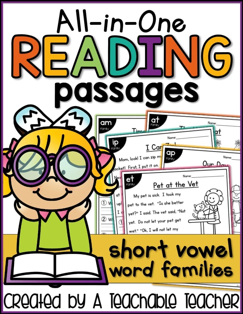 کتاب Short Vowels Reading Passages (متون خواندنی مصوت‌های کوتاه) نسخه انگلیسی PDF
