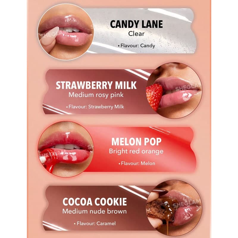 پک لیپ گلاس 4 عددی کریستال گلیز شیگلم Sheglam Crystal Glaze Moisturizing Lip Care — تصویر ۴