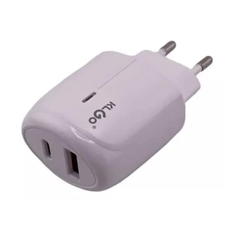 آداپتور شارژ 2 پورت USB-A و USB-C شارژ سریع 30 وات KLGO مدل PD-400