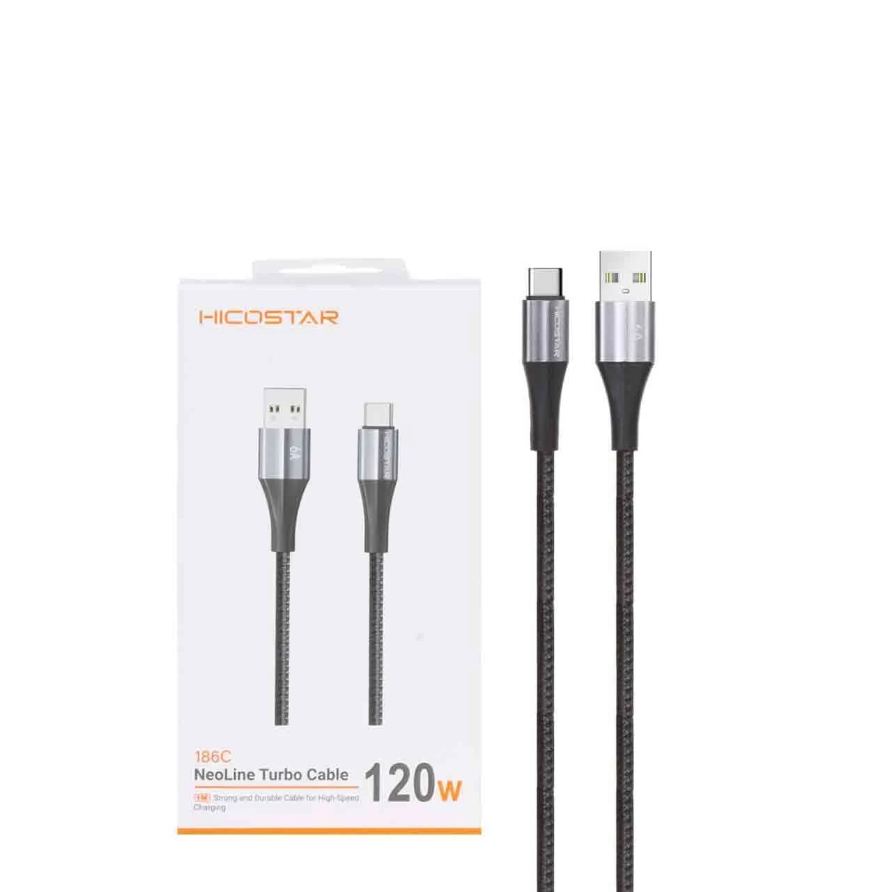 کابل شارژ فست Hicostar Type-C مدل 186C 120W