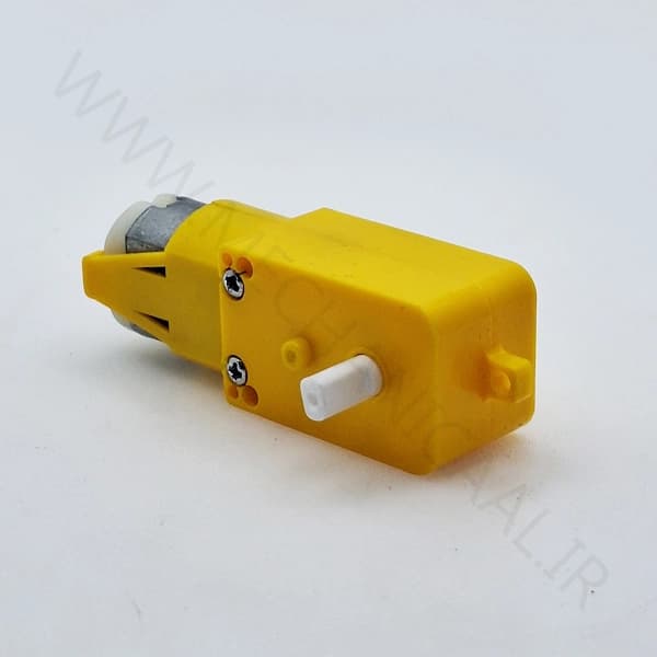 موتور گیربکس پلاستیکی زرد دو شفت DC-M-G-44