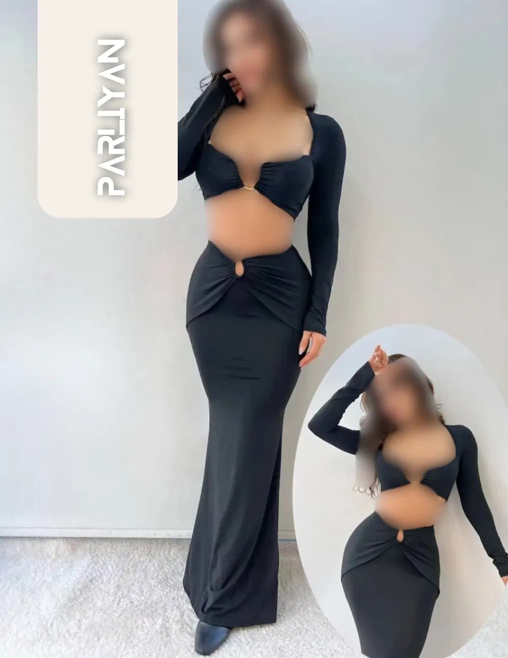 ست کراپ و دامن پیرسینگ ریون زنانه پارلین | PA77013 — تصویر ۲
