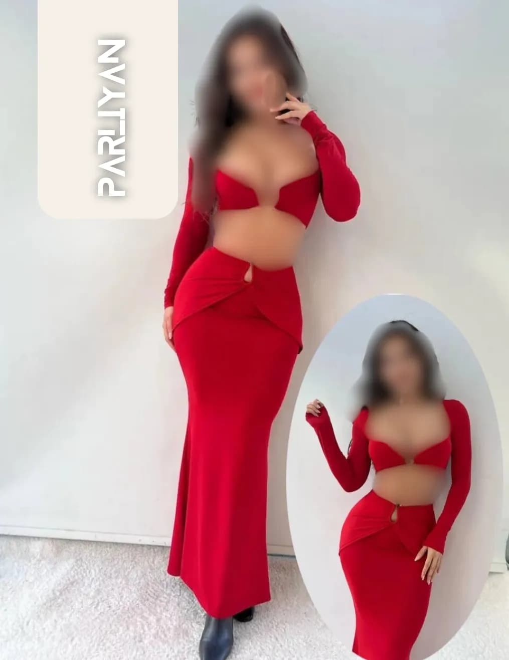ست کراپ و دامن پیرسینگ ریون زنانه پارلین | PA77013 — تصویر ۵