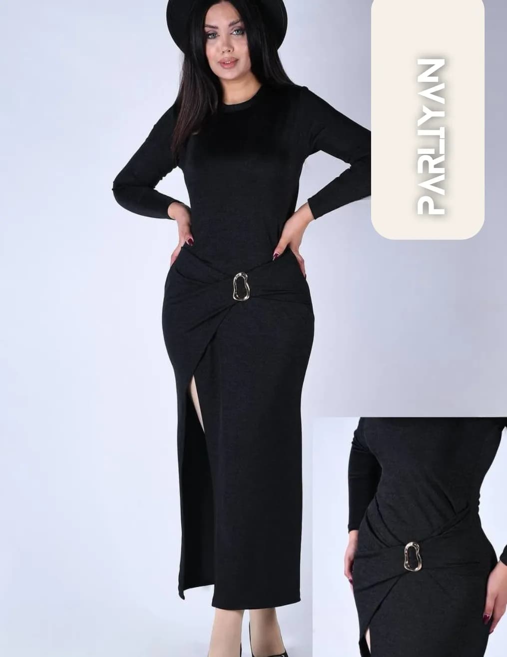 پیراهن ماکسی بلند چاکدار زنانه پارلین | PA66992 — تصویر ۲