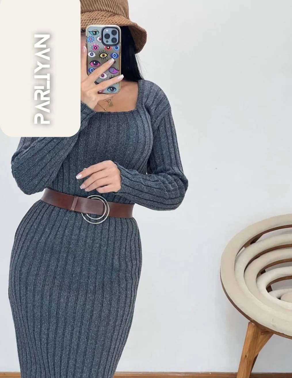 پیراهن یقه خشتی زنانه پارلین | PA18202514 — تصویر ۸