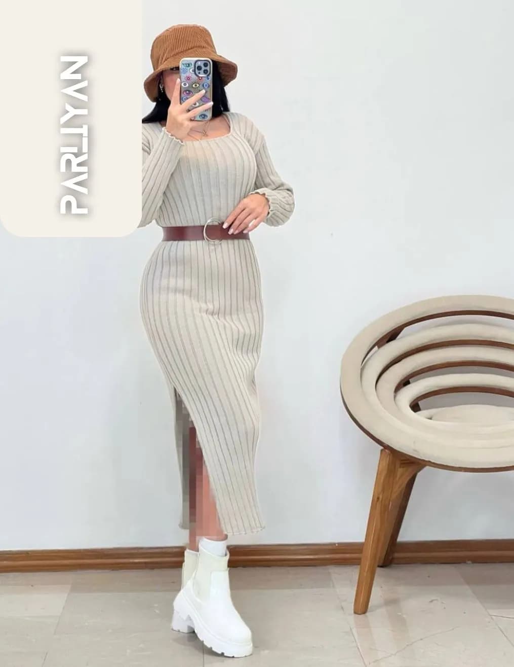 پیراهن یقه خشتی زنانه پارلین | PA18202514 — تصویر ۶
