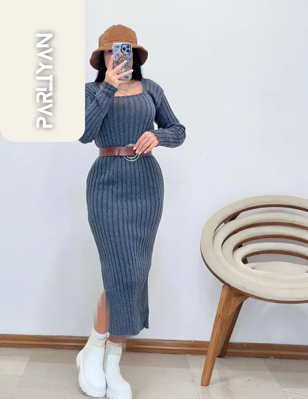 پیراهن یقه خشتی زنانه پارلین | PA18202514 — تصویر ۵