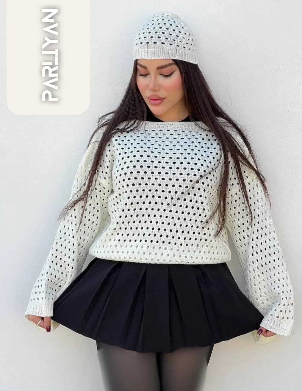 ست کراپ و کلاه بافت زنانه پارلین | PA1820256